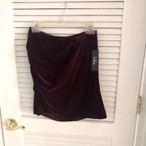 Lulus Maroon Velvet Skirt